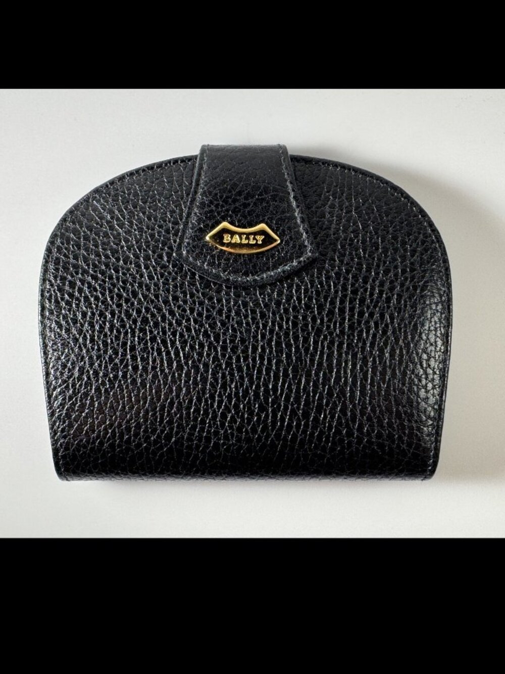Vintage Bally Black Leather Coin Purse Wallet Made in Italy Gold Hardware w/ Box